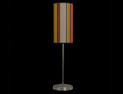 lámpara de mesa con pantalla pintada y base de acero inoxidable